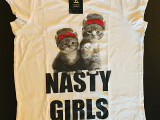 Bad / nasty girls t-shirt med kattemotiv (L)