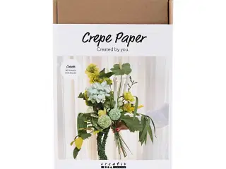 Maxi DIY Kit Crepepapir, Blomsterbuket, lys grøn, mørk grøn, pastelgrøn, hvid, 1 pk.