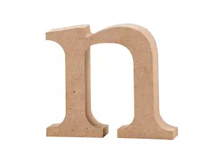 Elegant Træbogstav 'n' - 8 cm H, 2 cm Tykkelse