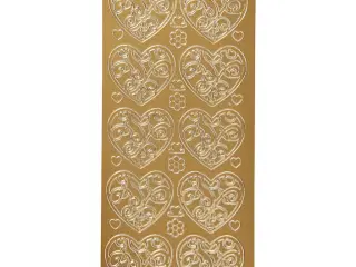 Stickers, hjerter, ark 10x23 cm, guld, 1 ark