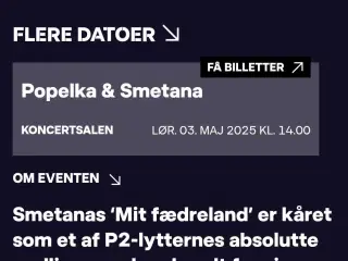 DRs koncerthus 3. maj kl 14 Popelka & Smetana