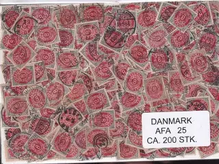 Danmark 200 stk Afa 25 Stemplet/ustemplet.