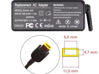 Lenovo 45W 20V 2.25A strømforsyning square pin - Kompatibelt