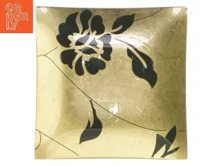 Dekorativ glasfad med blomstermotiv (str. 15x15 cm)