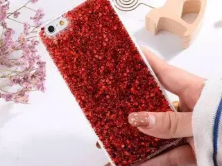 Rød glimmer cover iPhone 5 SE 6 6s 7 8 P