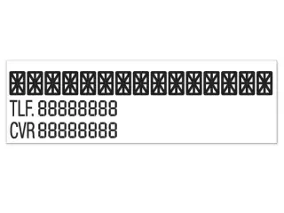 Firma, tlf. og cvr-skilt hvid