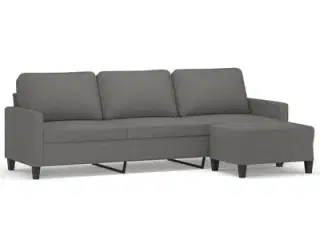 vidaXL 3-personers sofa med fodskammel 210 cm stof