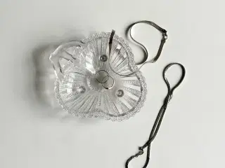 Skål m krummelurer, presset glas, NB