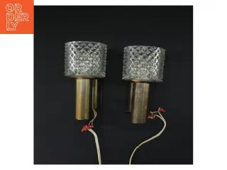 Vintage væglamper i glas og metal (str. 17 cm)