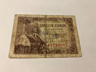 1 Peseta 1945 Spain - Meget dårlig stand