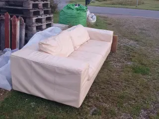 Råhvid lædersofa