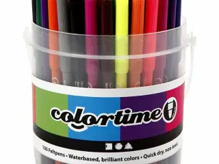 Colortime Tusch, streg 2 mm, ass. farver, 100stk./ 1 spand
