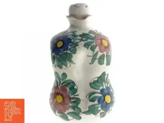 Flaskelignende keramik dekoreret med blomster (str. 8,5x8,5x16 cm)