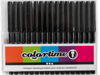 Colortime Tusch, streg 2 mm, sort, 18stk./ 1 pk.
