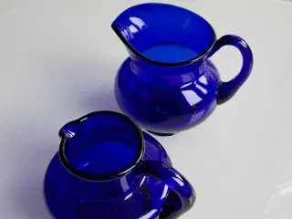 Glas kander - blå, til mælk, 2 stk.