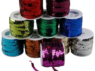 Pailletbånd, B: 6 mm, metallicfarver, 10x10m/ 1 pk.