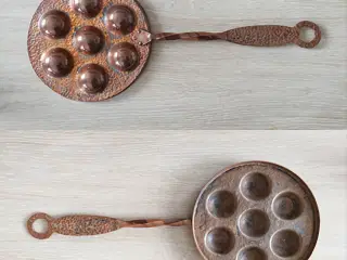 Gammel Kobber Æbleskivepande