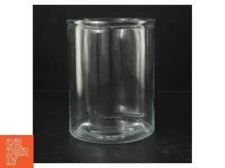 Cylindrisk glasbeholder (str. Ø. 14 cm. længde, 18 cm)