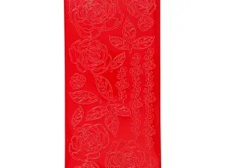 Selvklæbende roser stickers - 10x23 cm, rød