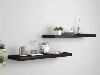 Væghylder 2 stk. 80x23,5x3,8 cm MDF sort