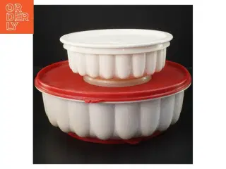 Tupperware dessert og is forme mv , med låg  (str. Ø 23x8&ø16x6 cm)