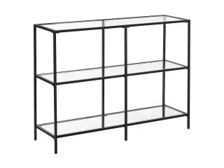 Konsolbord sort stål og hærdet glas, 3 hylder, 30 × 100 × 73 cm