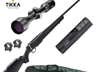 Tikka T3X Lite adj kampangesæt incl. kikkert, lyddæmper og foderal-223 Rem