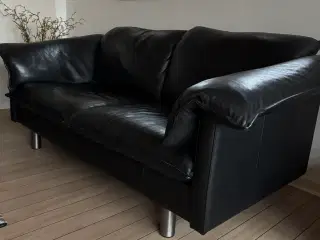Lædersofa. (Sort)