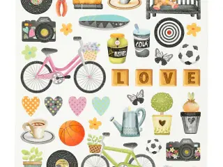 Stickers, fritid, ark 15x16,5 cm, 1 ark