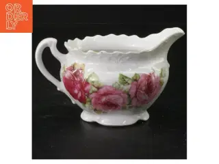 Porcelæn flødekande med blomstermotiv (str. 18 x 7 cm)