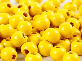 Gule træperler 8 mm - 15g til smykker og dekoration