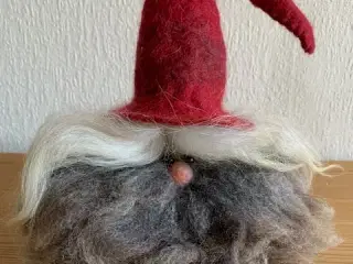 Nisse i uld med stort hår, skæg inkl. øjne og næse