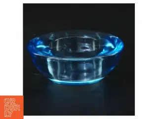 Blå glas fyrfadslysestage (str. Ø 8 cm)