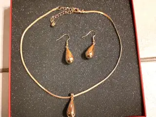 Sæt Slangekæde, dråbe Vedhæng og Dråbe Øreringe