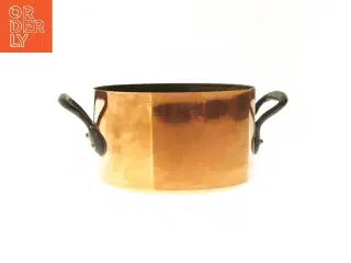 Kobbergryde med sorte håndtag (str. Ø 20x12 cm)