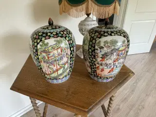 2 fine krukker med kinesiske motiver