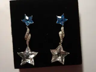 14 kt.Ørelokker med Topazer og Diamanter