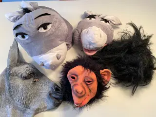 Diverse masker og paryk