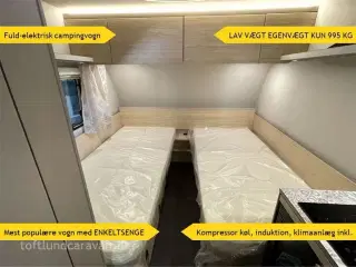 2025 - Weinsberg CaraCito 470 EU E-Power   LAV VÆGT. FULDELEKTRISK campingvogn med enkeltsenge. EGENVÆGT KUN 955 KG !!