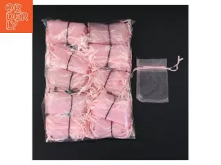 100 Små rosa smykkeposer eller risposer i chiffon (str. 8,5 x 6,5 cm)