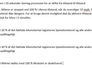 KM / speedometer stop til alle VW modeller