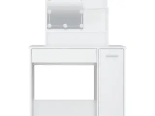 Makeupbord med LED-lys 86,5x35x136 cm hvid