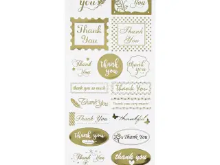 Stickers, thank you, ark 10x24 cm, guld, 1 ark