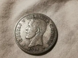 Svensk sølv 2 krone årg 1914