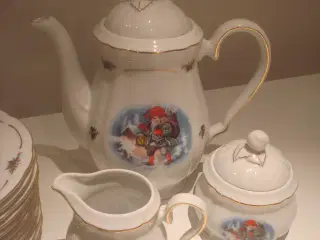 Gammeldags Jul, kaffestel, kopper, kaffekande mv