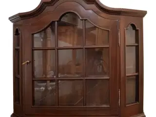 Vitrineskab i blank mørk mahogny