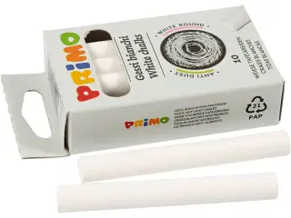 Hvidt Tavlekridt 10 stk. - 8 cm, 10 mm diameter