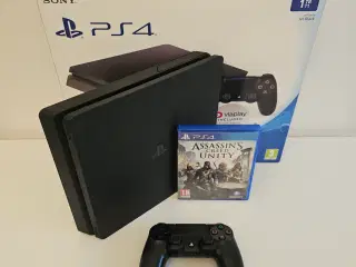 PlayStation 4 Slim 1TB i Original Kasse + Spil