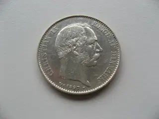 Særdeles flot sølv 2 kr 1897, den bedste i serien