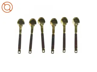 6 stk. Retro Teskeer Messing & Palisander Fi3126 (str. 15 x 3 cm)
